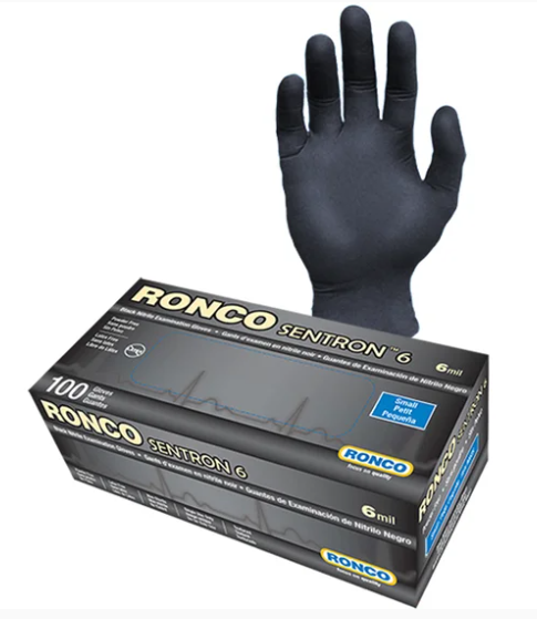 RC-962L ''SENTRON 6'' GANTS NITRILE LARGE NOIR 6MIL 100/BOITE