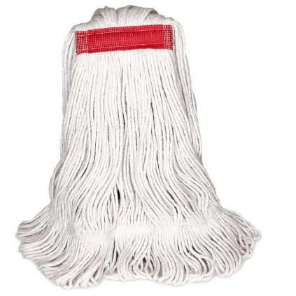 BVS-FBS4 MOPPE BLANCHE 24OZ BRINS ATTACHÉS ET BOUCLÉS AVEC BANDE ÉTROITE