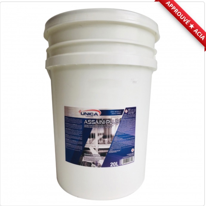 UNICA-NCHL04 ''ASSAINI-PLUS'' DÉTACHANT ET ASSAINISSANT POUR LAVE-VAISSELLE COMMERCIAL 4L 