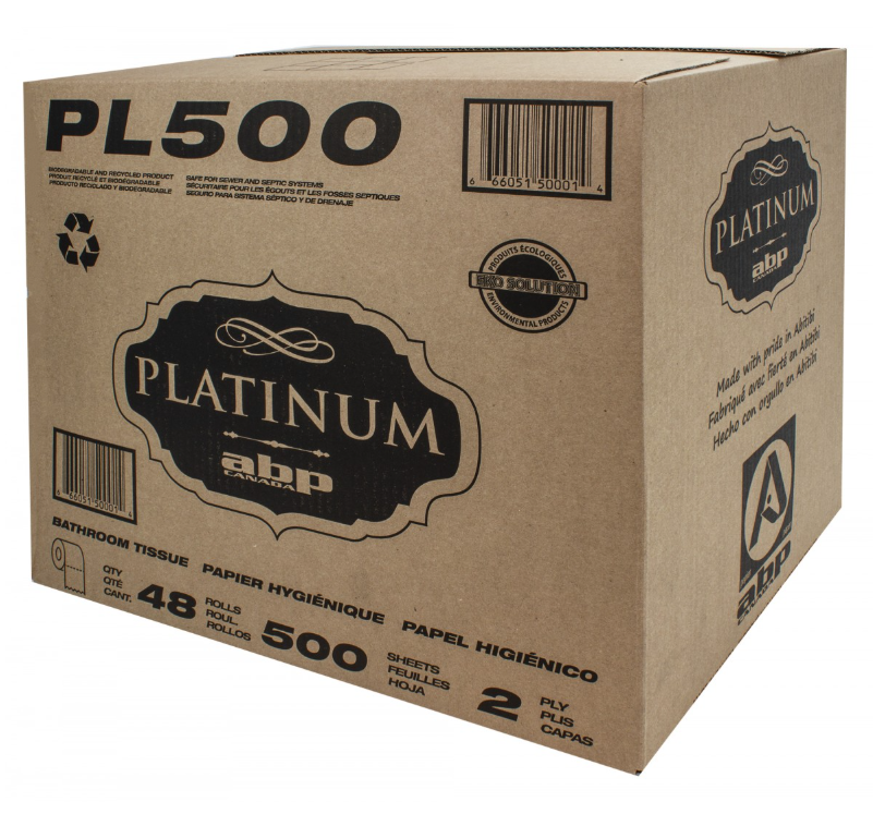 ABP-PL500 ''PLATINUM'' PAPIER HYGIÉNIQUE PETIT ROULEAU 2 PLIS 48X500F/CAISSE