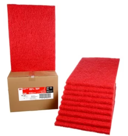 3M-5100(CSX10) TAMPON 20''X14'' POUR RÉCURAGE ET LUSTRAGE ''ROUGE'' VENDU 10/CAISSE