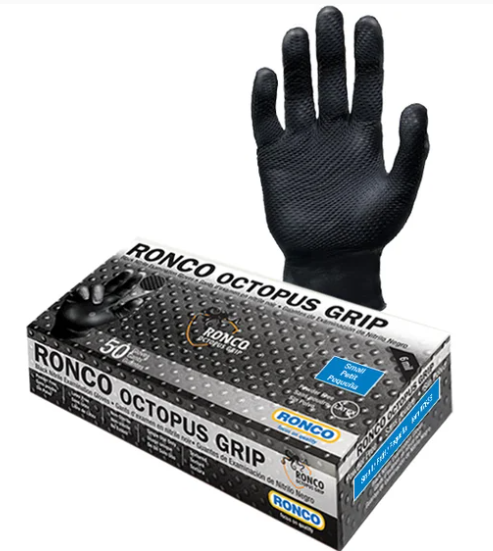 RC-762S ''OCTOPUS'' GANTS NITRILE SMALL NOIR 6MILL 50/BOITE