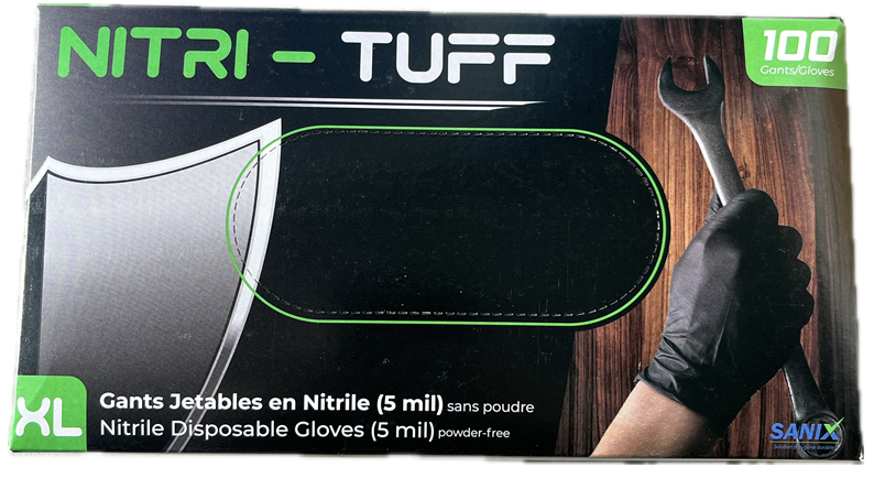 GANTS NITRILE LARGE NOIR 5MILL 100/BOITE