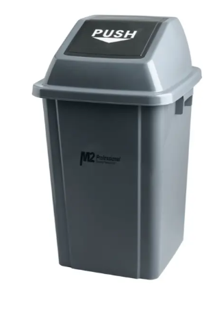 M2-WM-PS0060 POUBELLE CARRÉE EZ-PUSH AVEC COUVERCLE 60L GRISE