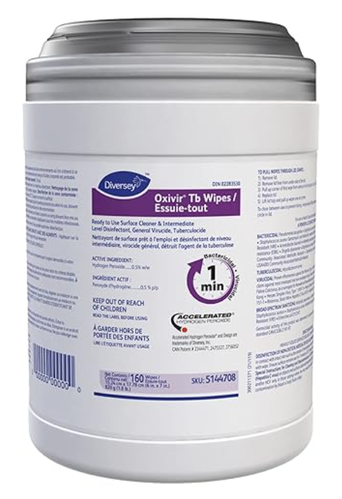 5144708 ''OXIVIR TB'' LINGETTES DÉSINFECTANTES AVEC PEROXYDE D'HYDROGÈNE VENDU 12X160/CAISSE