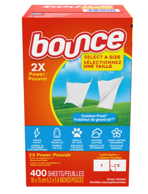 NOUVEAU FORMAT ''BOUNCE'' FEUILLES ASSOUPLISSANTES FRAICHEUR DE GRAND AIR 400/BOITE