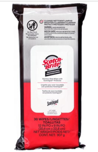 3M-7100233381 LINGETTES DÉGRAISSANTE POUR HOTTE EN ACIER INOX 6X30/CAISSE