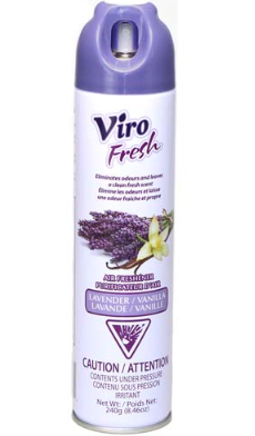 ''VIRO FRESH'' DÉSODORISANT EN AÉROSOL ''LAVANDE/VANILLE'' 240GR
