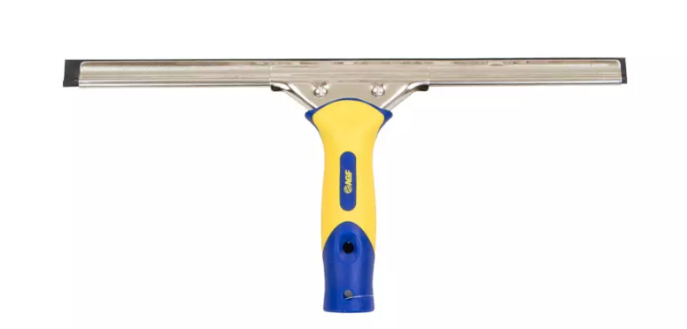 AG-46618 RACLETTE À VITRES 18'' EN INOX AVEC POIGNÉE BLEUE ET JAUNE