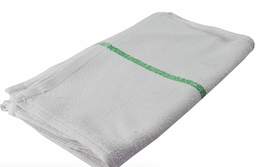 [231619-DZ] WPC-TSG-1619 RATINE DE BAR BLANCHE ET RAYURE VERTE 16''X19'' 12/PAQUET