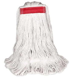 [630624] BVS-FBS4 MOPPE BLANCHE 24OZ BRINS ATTACHÉS ET BOUCLÉS AVEC BANDE ÉTROITE